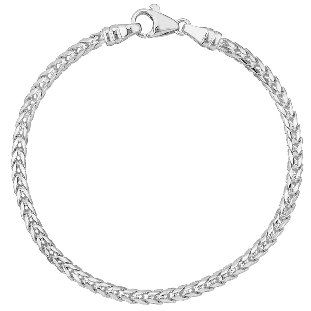 Solid 14k White Gold 3.5mm Franco Chain Bracelet with Lobster Lock