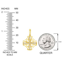Load image into Gallery viewer, 14k Yellow Gold Cubic-Zirconia Christian Crusaders Jerusalem Cross Pendant with Rolo Figaro Chain Necklace
