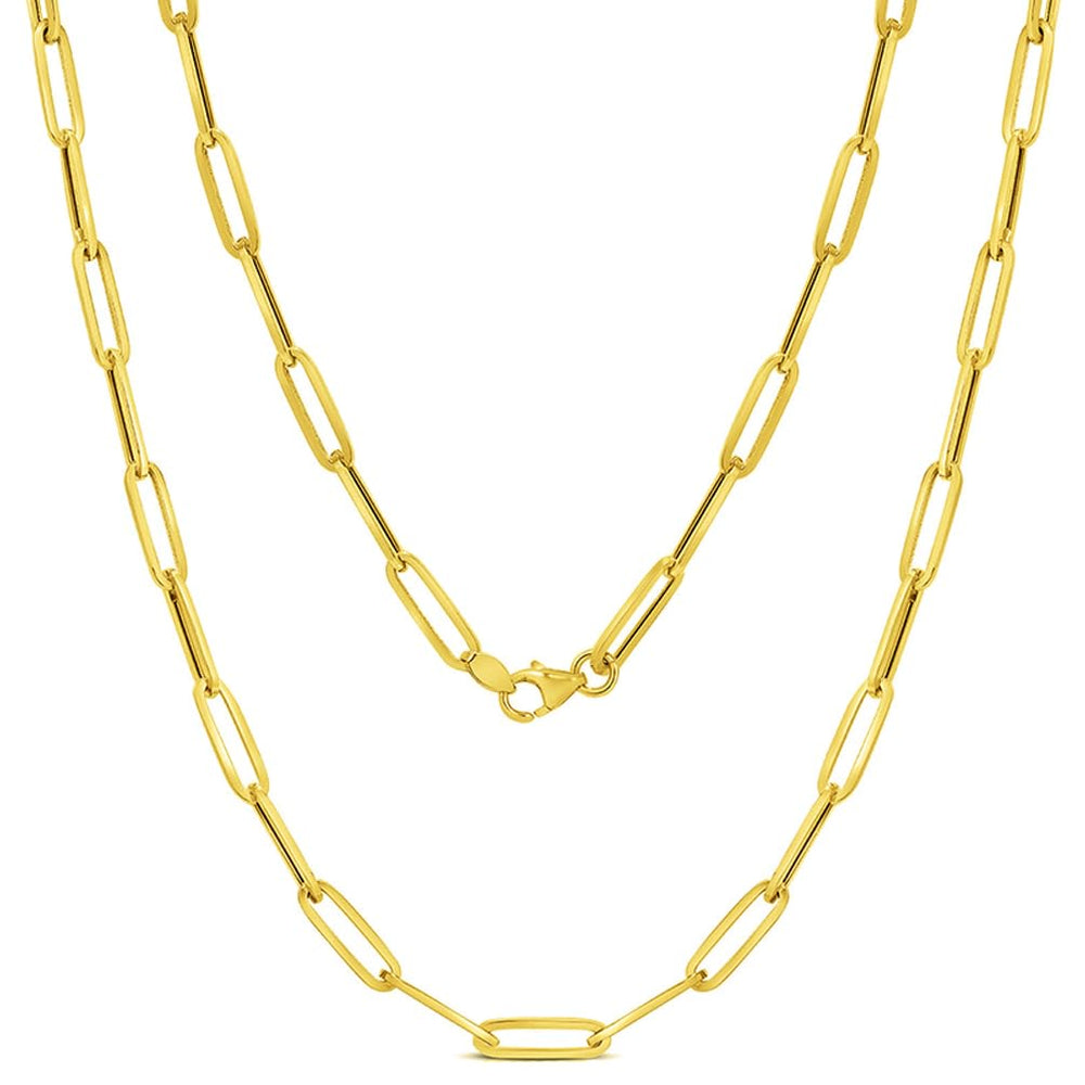Jewelry America 14k Yellow Gold 3mm Paperclip Link Chain Necklace with Lobster Claw Clasp