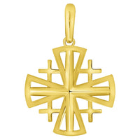 Load image into Gallery viewer, 14k Yellow Gold Christian Crusaders Jerusalem Cross Pendant with Cuban Curb Chain Necklace
