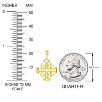 Load image into Gallery viewer, Solid 14k Yellow Gold Crusaders Jerusalem Cross Pendant with Cable Chain Necklaces
