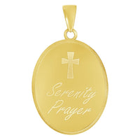 Load image into Gallery viewer, 14k Yellow Gold God Grant Me the Serenity Prayer Pendant with Rolo Cable Chain Necklace
