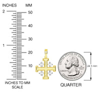Load image into Gallery viewer, Solid 14k Yellow Gold Crusaders Jerusalem Cross Pendant with Cable Chain Necklaces
