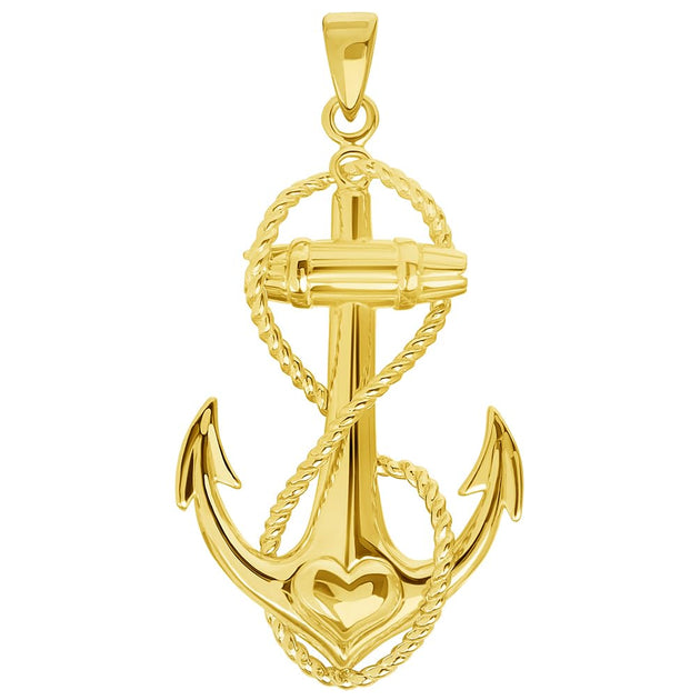 14k Yellow Gold Infinity Anchor Heart Pendant | Jewelry America