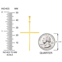 Load image into Gallery viewer, 14k Solid Yellow Gold Large Slender Cross Pendant with Rolo Figaro Chain Necklace (1.25 Inch Height)
