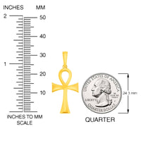 Load image into Gallery viewer, Jewelry America Polished 14k Yellow Gold 1.3 Inch Classic Egyptian Ankh Cross Pendant with Curb Chain Necklaces
