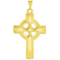Load image into Gallery viewer, Solid 14k Yellow Gold Religious Celtic Cross Pendant Necklace
