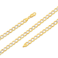 Load image into Gallery viewer, Solid 14k Gold Diamond-Cut Two-Tone 5mm Curb Chain Pave Cuban Necklace with Lobster Lock
