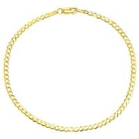 Load image into Gallery viewer, Solid 14k Yellow Gold 2mm Cuban Concave Curb Link Thin Chain Dainty Bracelet with Lobster Claw Clasp
