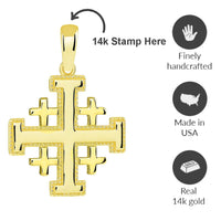 Load image into Gallery viewer, Solid 14k Yellow Gold Crusaders Jerusalem Cross Pendant with Curb Chain Necklaces

