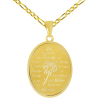 Load image into Gallery viewer, 14k Yellow Gold God Grant Me the Serenity Prayer Pendant with Rolo Figaro Chain Necklace
