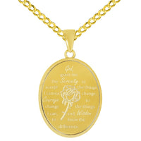 Load image into Gallery viewer, 14k Yellow Gold God Grant Me the Serenity Prayer Pendant with Rolo Curb Chain Necklace

