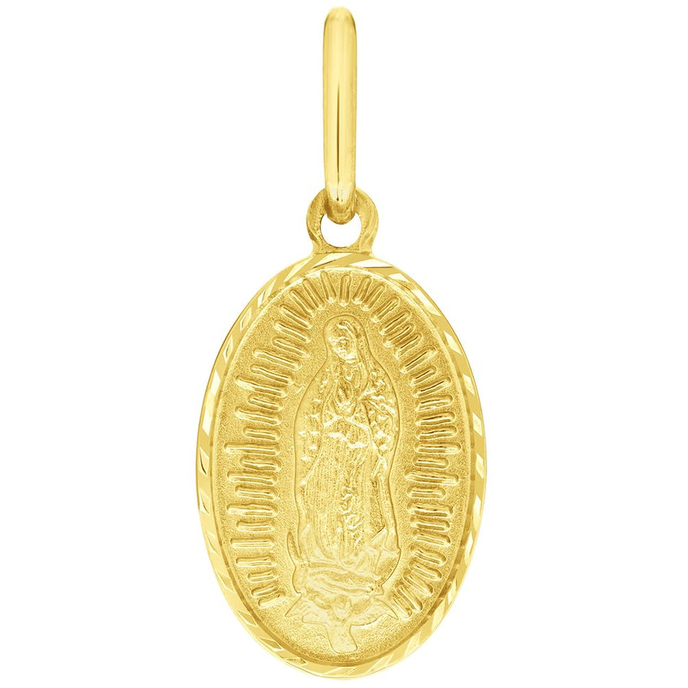 Jewelry America Solid 14k Yellow Gold Our Lady of Guadalupe Oval Pendant - 3 Sizes
