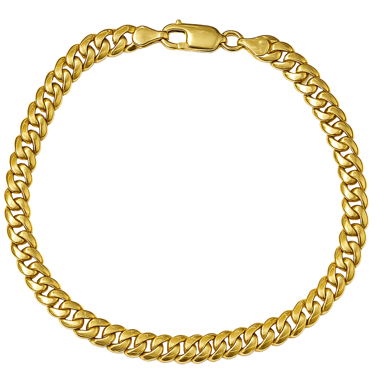 Solid 14K Yellow Gold 6mm Miami Cuban Chain Bracelet with Lobster Lock
