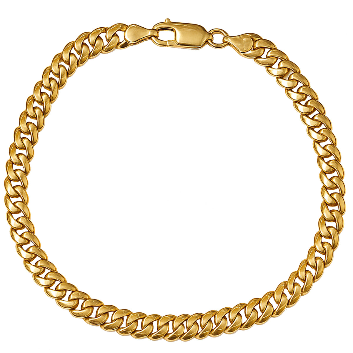 Solid 14K Yellow Gold 6mm Miami Cuban Chain Bracelet with Lobster Lock
