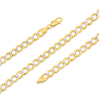 Load image into Gallery viewer, Solid 14k Gold Diamond-Cut Two-Tone 6mm Curb Chain Pave Cuban Necklace with Lobster Lock
