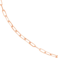 Load image into Gallery viewer, 14K Yellow Gold, White Gold or Rose Gold 1.95mm Paperclip Chain Necklace with Lobster Lock - Diamond-Cut
