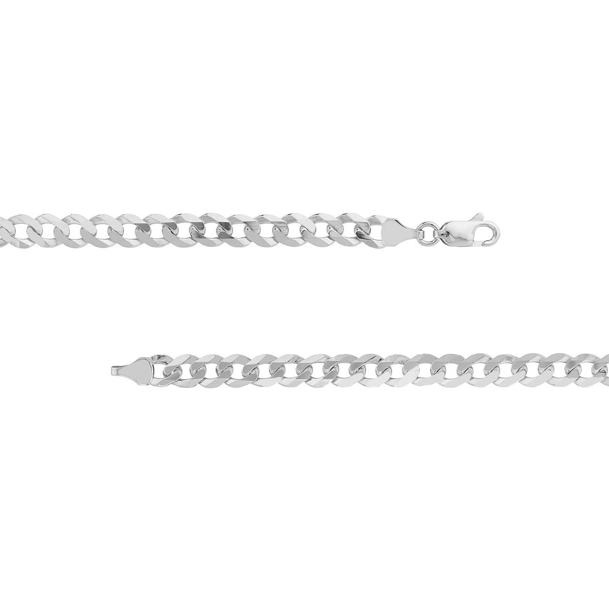 925 Sterling Silver Concave Curb Cuban Chain