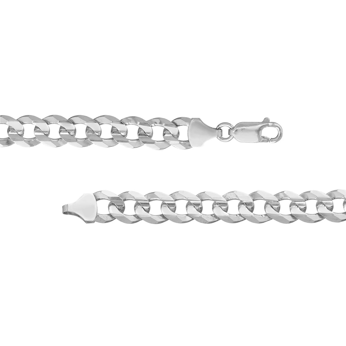 925 Sterling Silver Concave Curb Cuban Chain