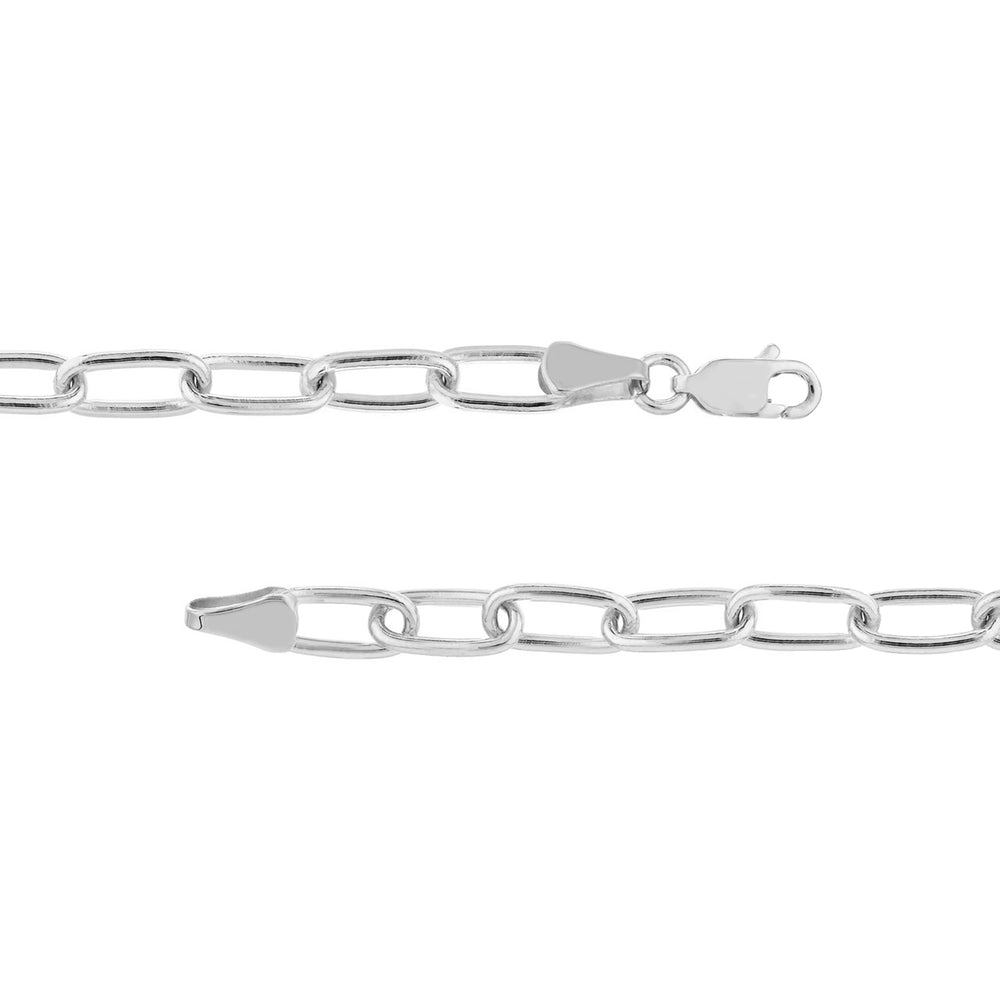 925 Sterling Silver Round Paperclip Link Chain