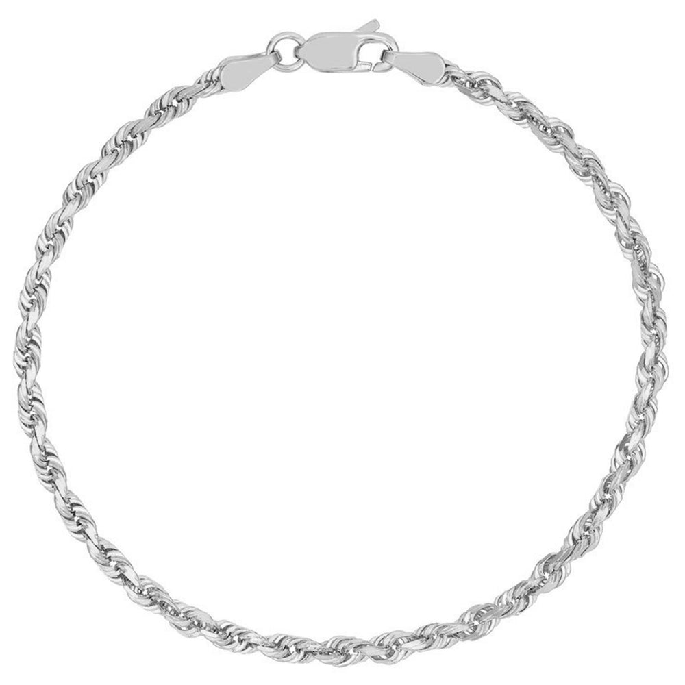 925 Sterling Silver 2.5mm Rope Chain Bracelet 