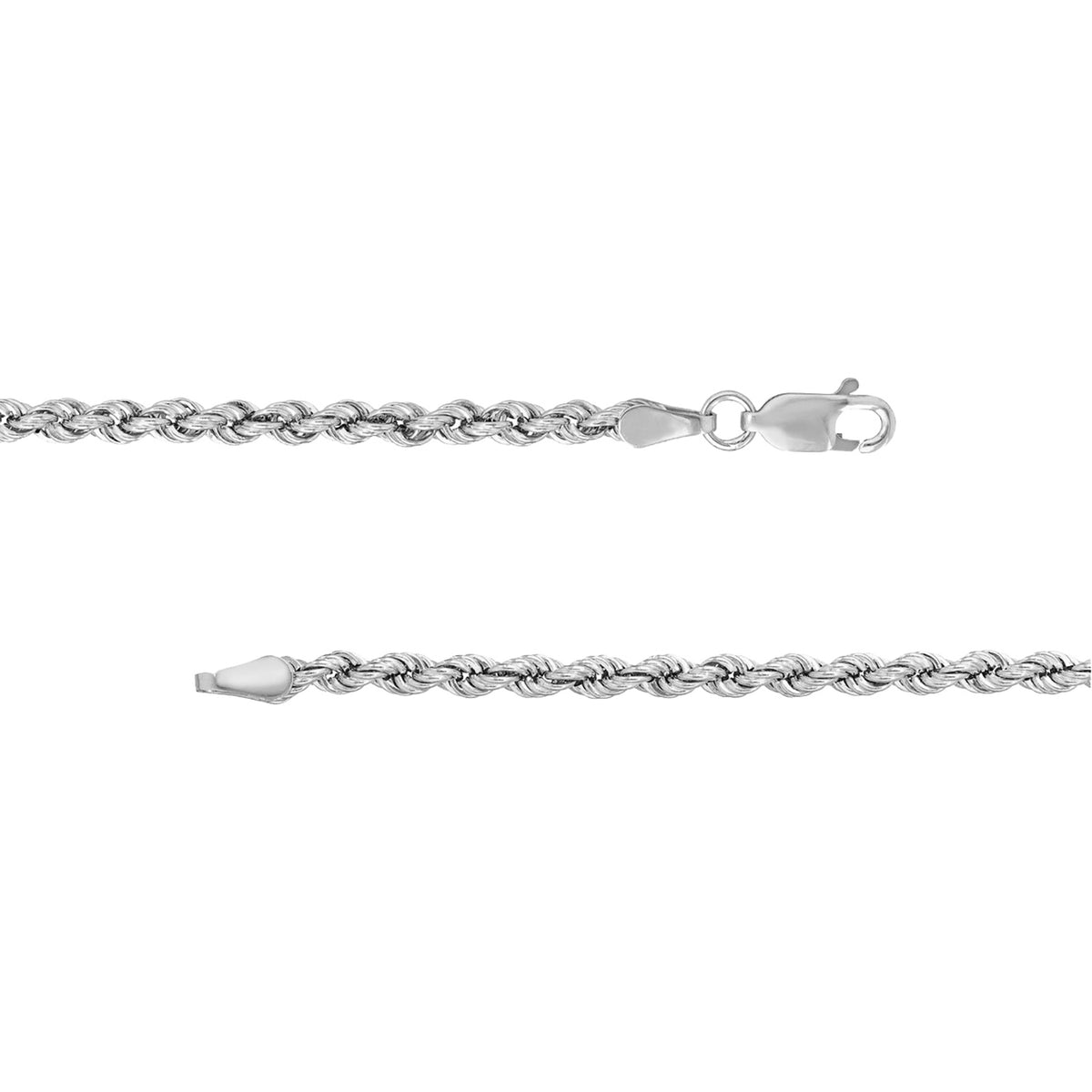 925 Sterling Silver 3mm Diamond Cut Rope Chain