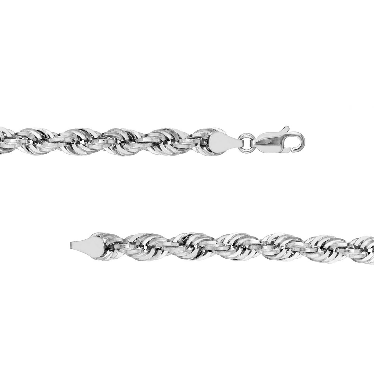 925 Sterling Silver 6mm Diamond Cut Rope Chain