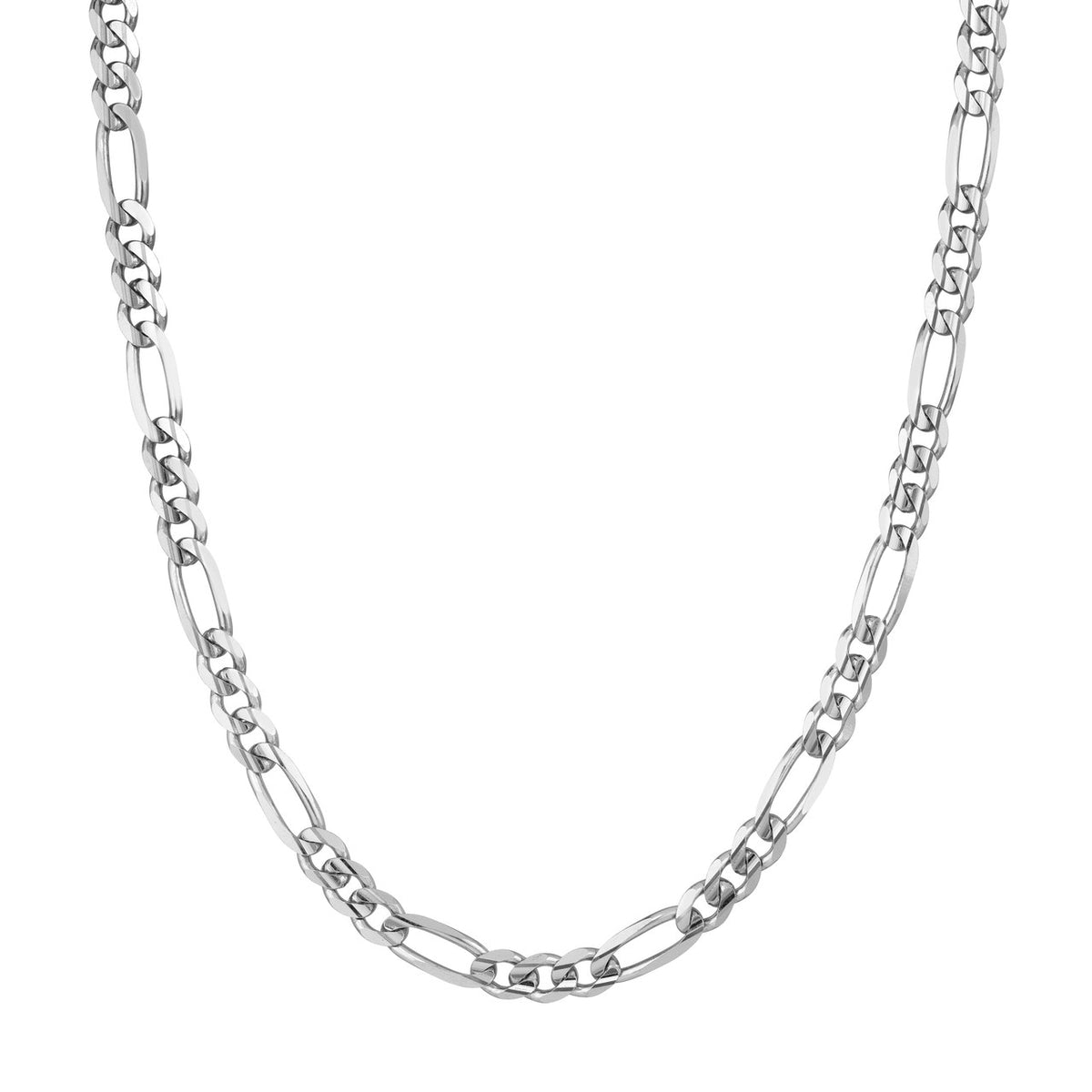 925 Sterling Silver Flat Figaro Chain Necklace