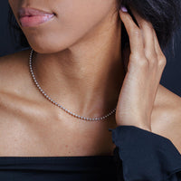 Load image into Gallery viewer, Solid 925 Sterling Silver 3mm Moon Cut Ball Chain Bead Necklace with Lobster Lock
