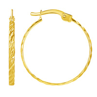 Load image into Gallery viewer, 14k Yellow Gold Dainty Twisted Hoop Earrings with Latch Back- 4 Sizes
