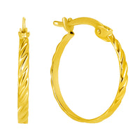 Load image into Gallery viewer, 14k Yellow Gold Dainty Twisted Hoop Earrings with Latch Back- 4 Sizes
