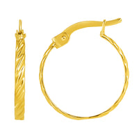 Load image into Gallery viewer, 14k Yellow Gold Dainty Twisted Hoop Earrings with Latch Back- 4 Sizes
