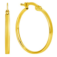 Load image into Gallery viewer, 14k Yellow Gold Dainty Plain Wide Hoop Earrings with Latch Back- 4 Sizes
