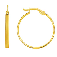 Load image into Gallery viewer, 14k Yellow Gold Dainty Plain Wide Hoop Earrings with Latch Back- 4 Sizes
