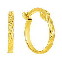 Load image into Gallery viewer, 14k Yellow Gold Dainty Twisted Hoop Earrings with Latch Back- 4 Sizes
