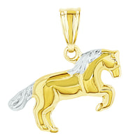 Load image into Gallery viewer, Polished 14k Yellow Gold Running 3D Horse Charm Animal Pendant
