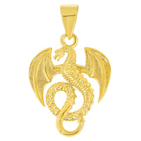 Load image into Gallery viewer, 14k Yellow Gold Winged Serpent Dragon Pendant - Small
