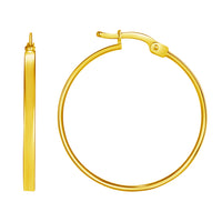 Load image into Gallery viewer, 14k Yellow Gold Dainty Plain Wide Hoop Earrings with Latch Back- 4 Sizes
