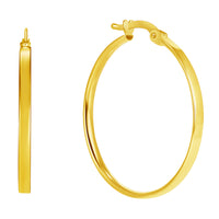 Load image into Gallery viewer, 14k Yellow Gold Dainty Plain Wide Hoop Earrings with Latch Back- 4 Sizes
