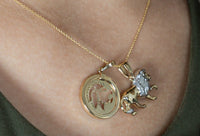 Load image into Gallery viewer, High Polish 14k Gold Lion Pendant Leo Zodiac Sign Charm Rolo Necklace
