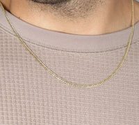 Load image into Gallery viewer, Solid 14K Yellow Gold 2.5mm Concave Cuban Link Curb Chain Necklace

