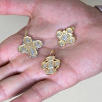 Load image into Gallery viewer, 14K Yellow Gold Mother of God Virgin Mary with Jesus &amp; Saints Orthodox Cross Pendant
