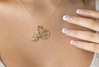 Load image into Gallery viewer, 14K Yellow Gold Reversible Round Aquarius Zodiac Sign Pendant Necklace
