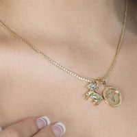 Load image into Gallery viewer, 14K Yellow Gold Reversible Round Ram Aries Zodiac Sign Pendant With Cable, Curb or Figaro Chain Necklace
