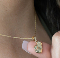 Load image into Gallery viewer, High Polish 14k Gold Necklace with 3D Single Boxing Glove Charm Sports Pendant - 3 Color Varients
