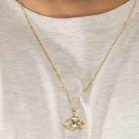 Load image into Gallery viewer, 14k Yellow Gold 3D Jaguar Head Animal Pendant With Cable, Curb or Figaro Chain Necklace
