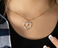 Load image into Gallery viewer, 14k Two-Tone Gold Elegant Double Open Heart Pendant with Cable, Curb or Figaro Chain Necklace
