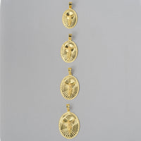 Load image into Gallery viewer, 14k Yellow Gold Oval Shape Jesus Crucifix Charm Textured Medallion Pendant - 4 Sizes
