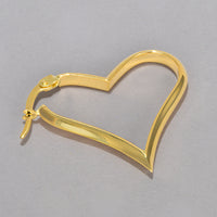 Load image into Gallery viewer, 14k Yellow Gold Sideways Heart Shape Hoop Earrings with Hinged Hoop, 1&quot;

