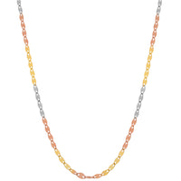 Load image into Gallery viewer, 14K Tri-Color Gold 2.5mm Dainty Mirror Chain Necklace with Spring Ring Lock
